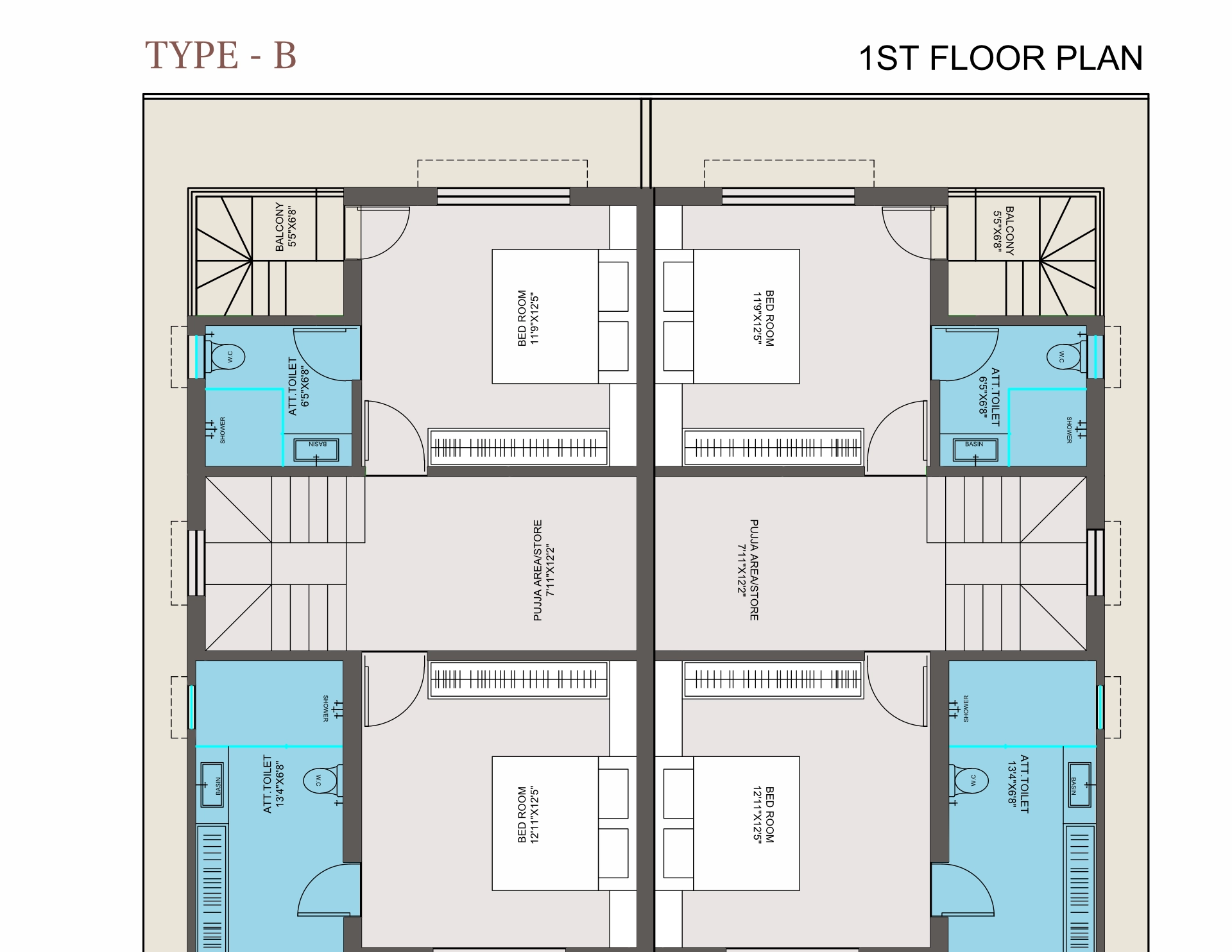 Type - B 1st Floor Plan